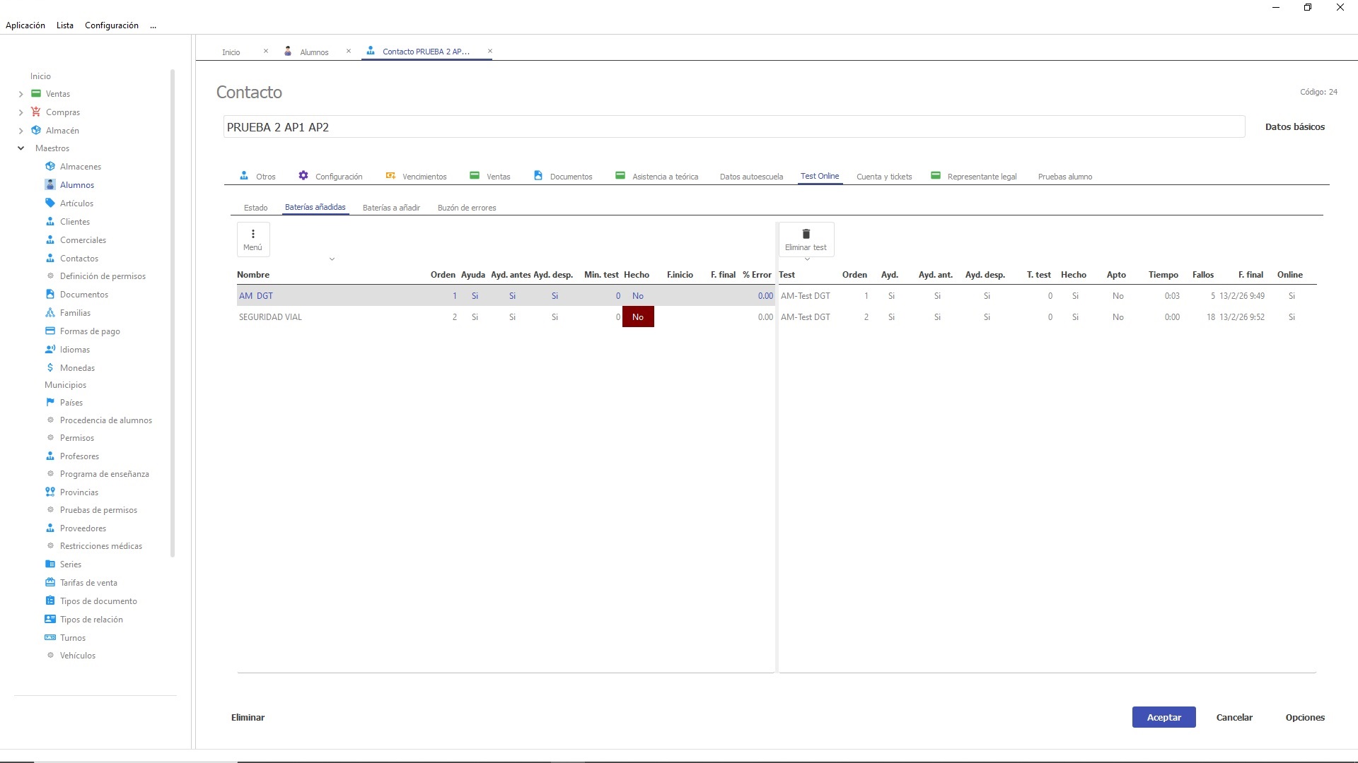 Estadísticas del alumno